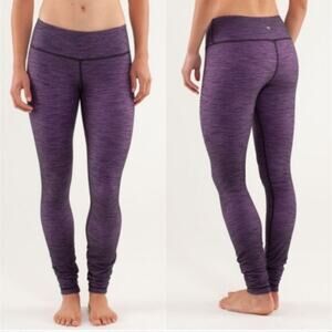 🔥 lululemon athletica Wunder Under Purple Marl Knit Leggings Women's Size 4